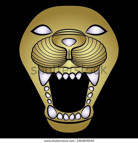 Head Grinning Lion Open Mouth Feline Stock Vector Royalty Free