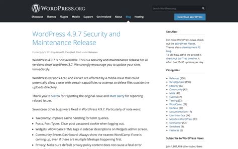 セキュリティ上の問題を解決した「WordPress 4.9.7」がリリース – 株式会社リソース・シェアリング