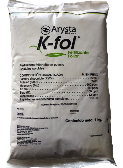 K Fol Fertilizante Foliar Alto En Potasio Kg Arysta Cronos Agro Sas