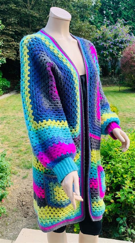 Granny Hexagon Cardigan Crochet Pattern Easy Beginner Etsy Hong Kong