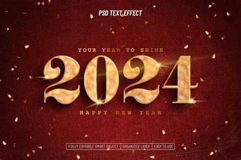 Bonne Année 2024 Effet De Texte PSD Premium