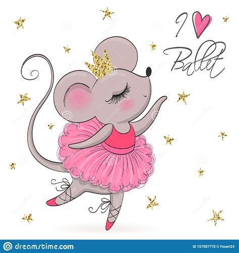 Illustration About Hand Drawn Beautiful Lovely Little Mouse Ballerina