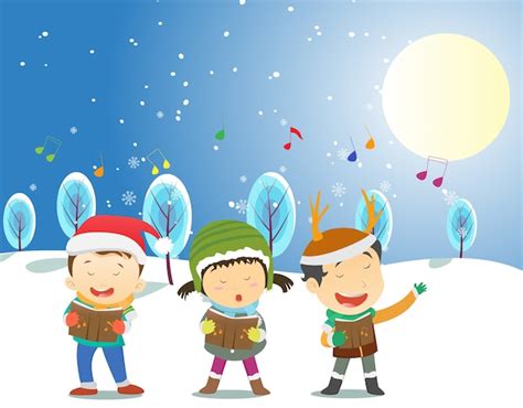 Premium Vector Happy Kids Singing Christmas Carols