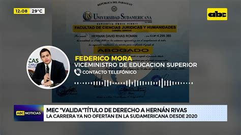 MEC valida título de derecho a Hernán Rivas YouTube