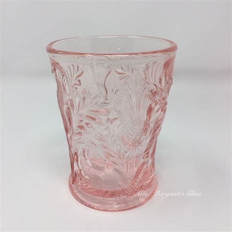 Set Of Four Mosser Glass Rose Pink Inverted Thistle Tumblers