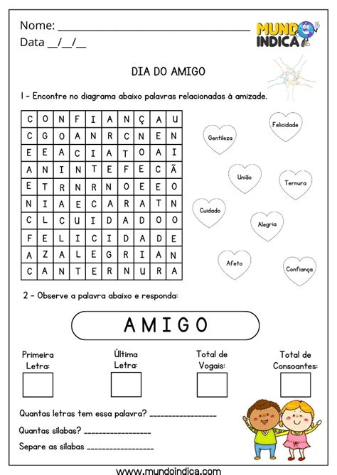 Atividade Dia Do Amigo 4 Ano - 5 Atividades para o Dia do Amigo para Imprimir