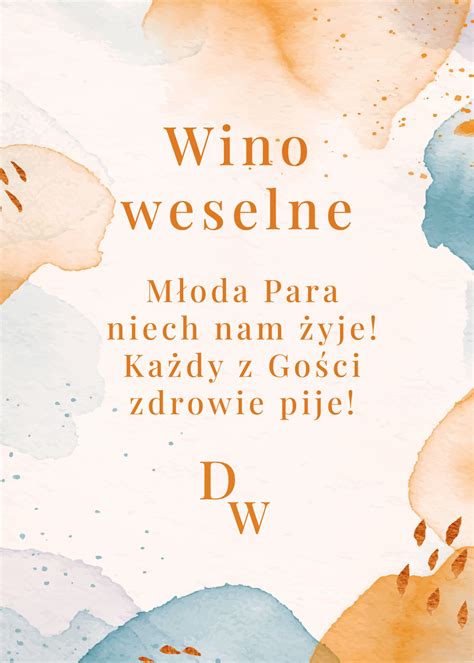 Naklejka na alkohol do zaproszeń Nowoczesna akwarela wzór 1 Niecodzienka