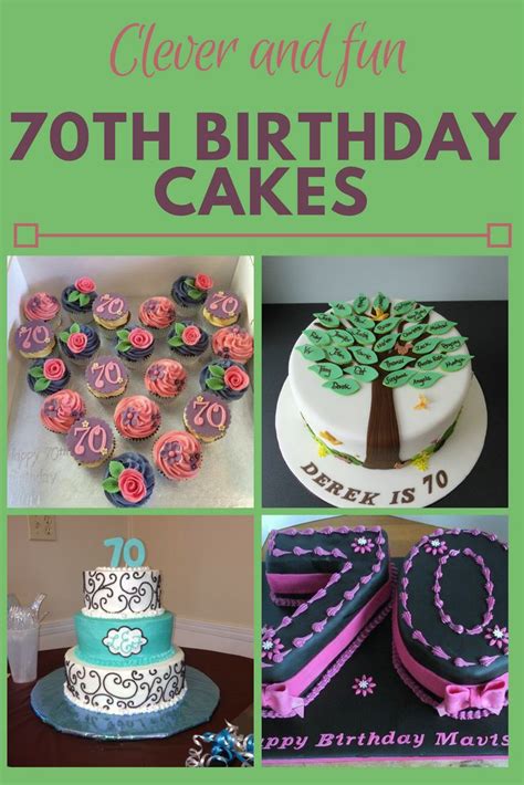 a collage of birthday cakes with the words, clever and fun 70th ...