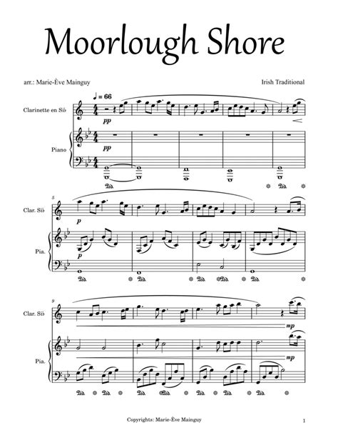 Moorlough Shore Arr Marie Ve Mainguy By Traditional Sheet Music For