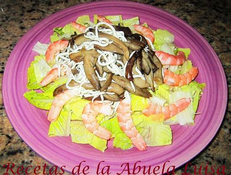 Ensalada Templada De Gulas Setas Y Langostinos Recetas De La Abuela