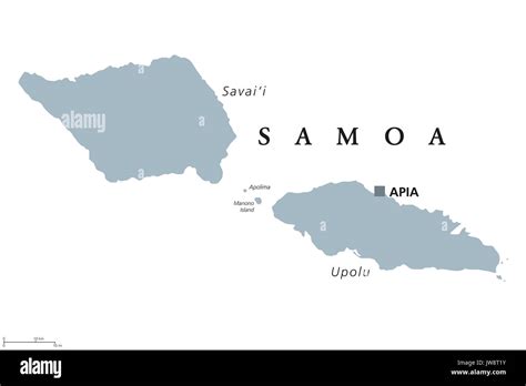 Samoa political map with capital Apia and English labeling. Independent state and island country ...