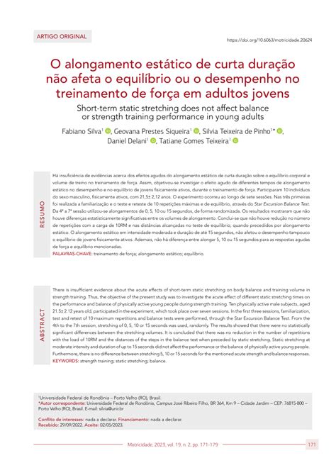 Pdf O Alongamento Est Tico De Curta Dura O N O Afeta O Equil Brio Ou