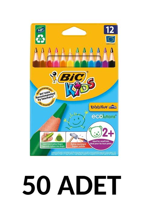 Bic 50 Paket Kids Evolution Üçgen Jumbo Kuru Boya Kalemi 12 li Fiyatı