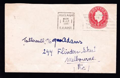 1966 QUEEN ELIZABETH II 4c DECIMAL STAMP EMBOSSED COVER ADELAIDE SA 10