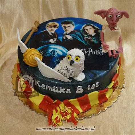 214ADU Tort Harry Potter sowa Bransoletka ZŁOTA kula stforek Zgredek