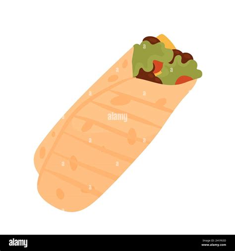 Fast Food Burrito Tasty Takeaway Fastfood Snack Vector Illustration