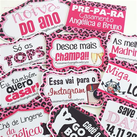 Plaquinhas para Chá de Lingerie Oncinha Rosa vão Montadas