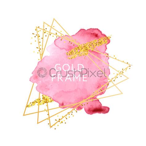 Pink And Nude Brush Strokes And Gold Frame Abstract Vector Stock Vector Crushpixel