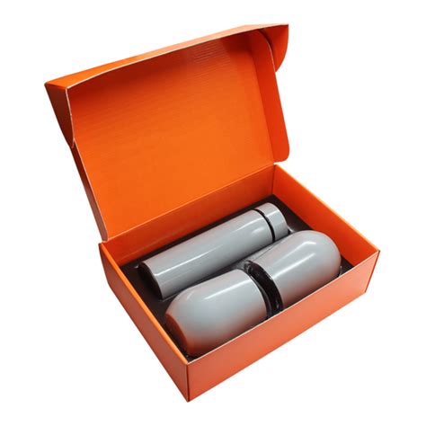 Набор Cofer Hot Box C2 B термос два кофера серый оранжевый купить с логотипом на заказ в