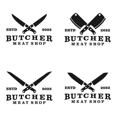 Butcher Knife Logo Set In Vintage Style 9577930 Vector Art At Vecteezy