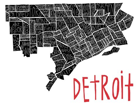 Detroit City Neighborhood Hand-drawn Map Print - Etsy