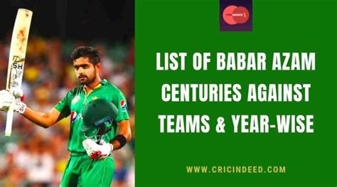 Babar Azam - ODI, Test, & T20I Centuries List by Teams, Year, & Venue ...