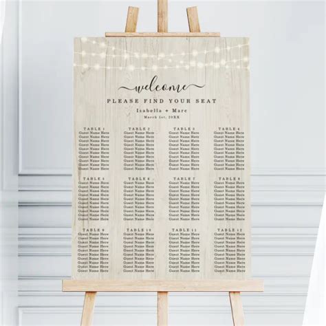 Simple Elegant Wedding Seating Chart Foam Board Zazzle