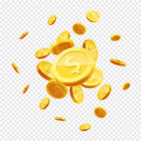 Gold Coin Graphy Flying Scattered Gold Coin Material Food Orange Png