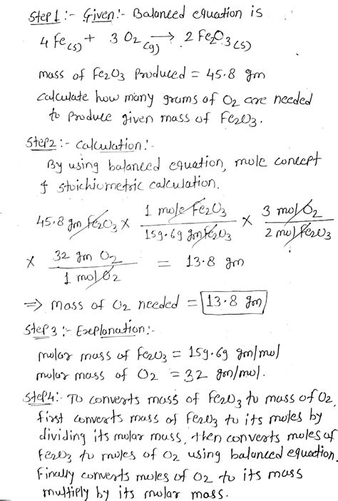 Solved How Many Grams Of O Are Needed To Produce Grams Of Fe O