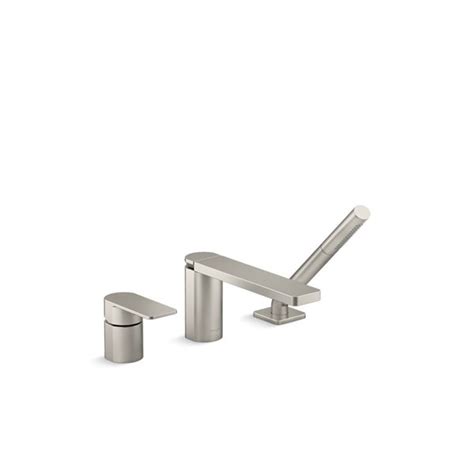 Kohler Parallel Vibrant Brushed Nickel Single Handle Deck Mount Bath Faucet With Handshower