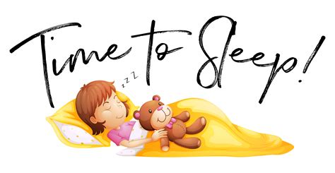 phrase time  sleep   girl  bed  vector art  vecteezy
