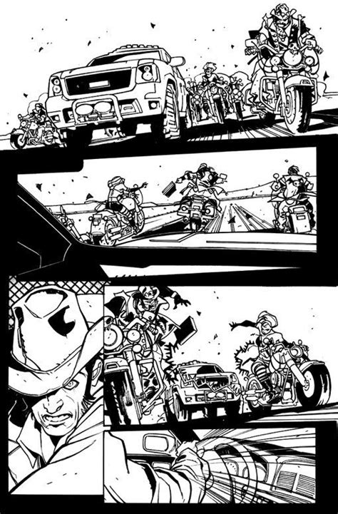 A Black And White Comic Strip With People Riding Motorcycles