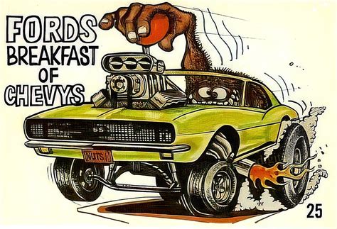1970s Odd Rods Replica Sticker Fords Breakfast Of Chevys Digital Art