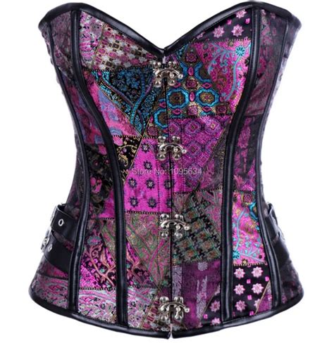 Free Shipping Sexy Deluxe Purple Steampunk Corset Steel Boned 2903 In