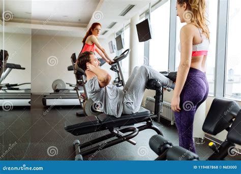 People training in gym stock photo. Image of lifestyle - 119487868