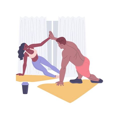 Fitness Couple Isolé Illustrations Vectorielles De Dessin Animé