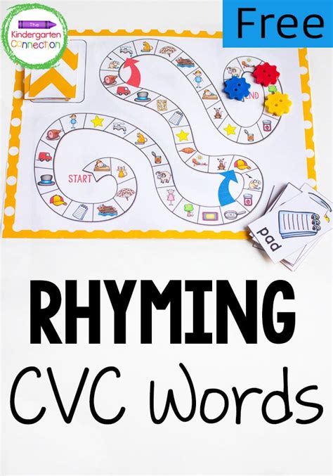 Free CVC Rhyming Words Board Game - The Kindergarten Connection