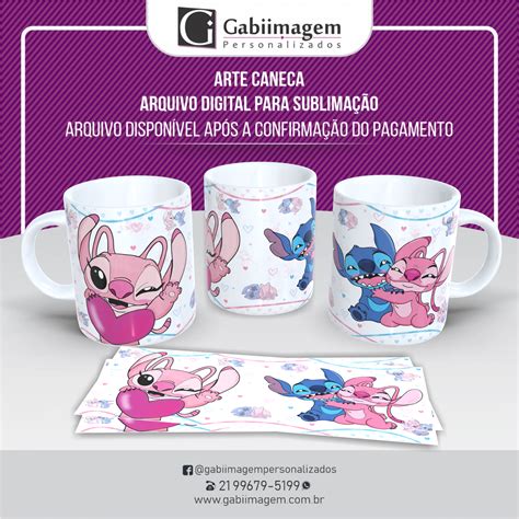 Arte Caneca Stitch E Angel Png - Arte Caneca Stitch E Angel Para Sublimação – Love