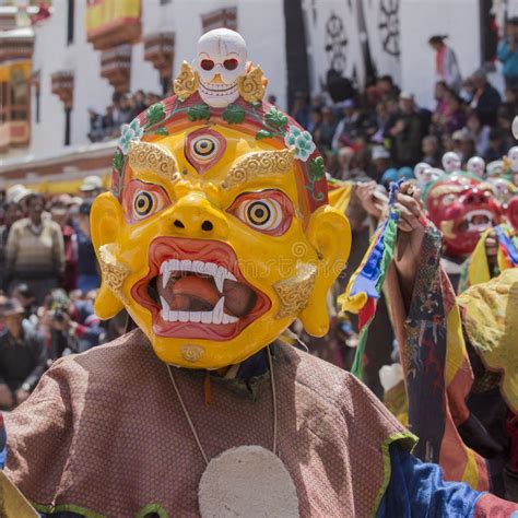 Tibetan Buddhist Lamas in the Mystical Masks Perform a Ritual Tsam Dance . Hemis Monastery ...