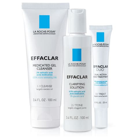 La Roche Posay Effaclar Dermatological 3 Step Acne Treatment System Salicylic Acid