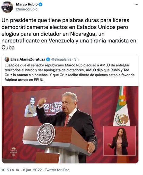 Otro Tiro Marco Rubio Senador De Estados Unidos Responde A AMLO Por