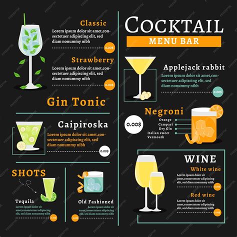 Free Vector Cocktail Menu Concept