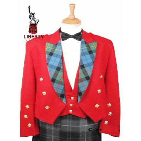 RED Prince Charlie Jacket 3 Button Waistcoat Prince Charlie Jacket