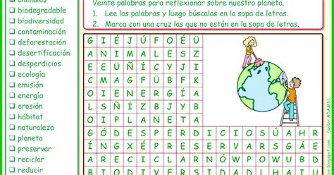 Me Encanta Escribir En Español ¡cuidemos Nuestro Planeta Sopa De Letras