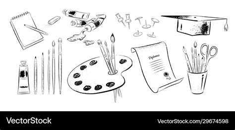 Set art supplies Royalty Free Vector Image - VectorStock