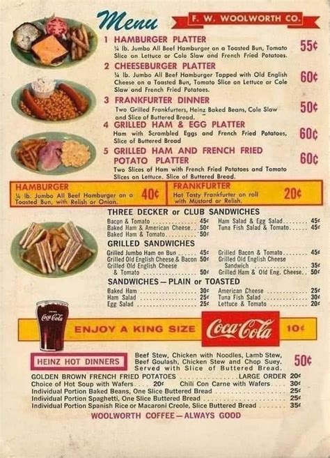 Woolworth’s lunch counter menu (late 60s/early 70s) : r/vintageads