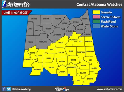 A New Tornado Watch For Parts Of Central Alabama Until 11 00 Am Cst The Alabama Weather Blog