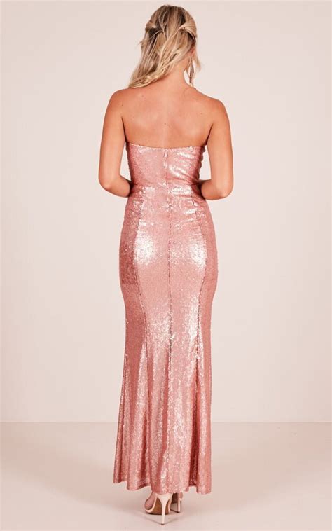 Shimmer Shimmer Maxi Dress In Rose Gold Sequin Showpo