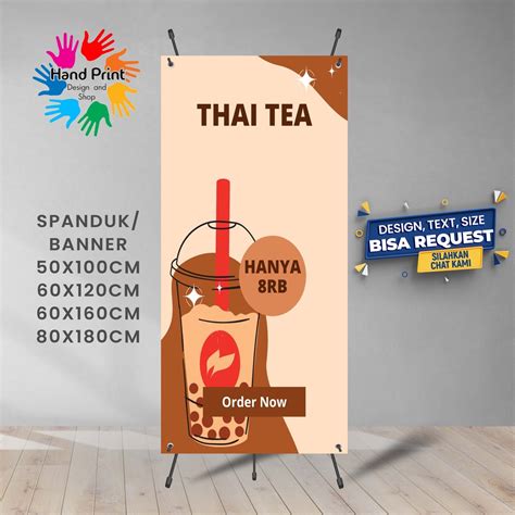 Jual SPANDUK BANNER Minuman Es Thai Tea Warna Krem 2 60x160 CM Shopee