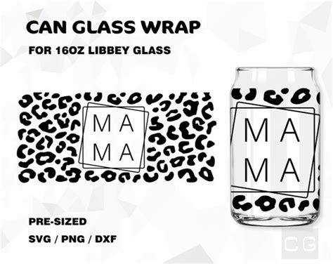 Papercraft Silhouette Leopard Mama Libbey 20oz Can Glass Svg Beer Glass